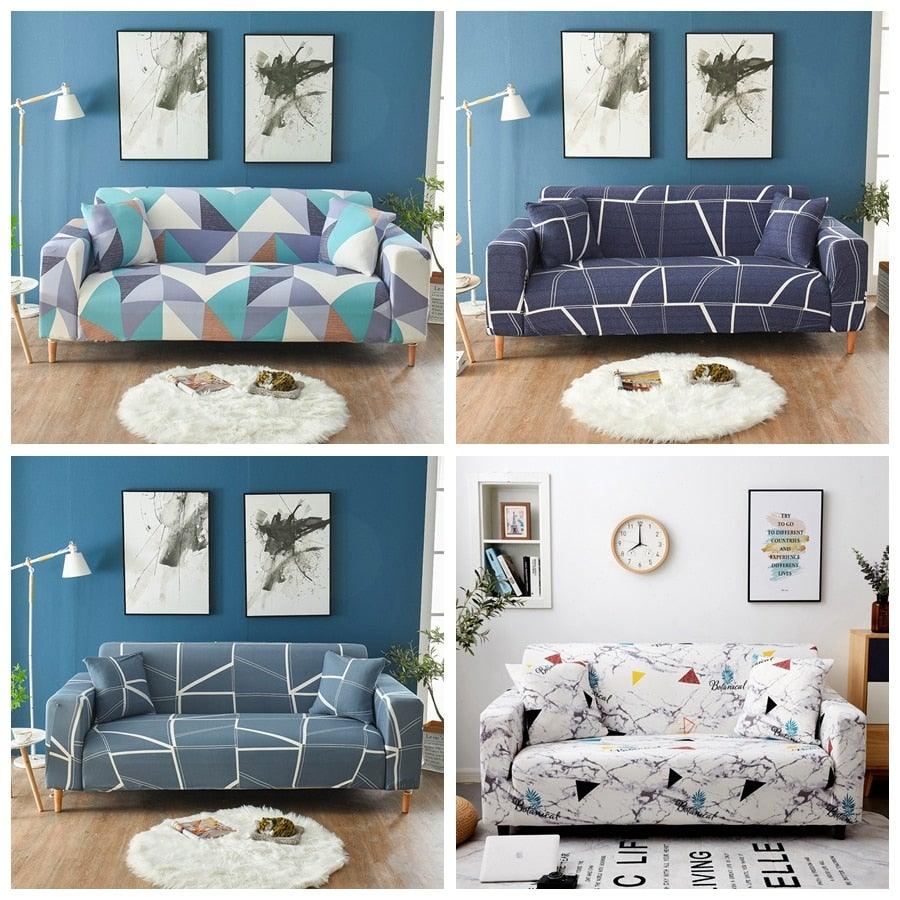 Sofa Covers Stripes Printed for Living Room Elastic Stretch Slipcover Sectional Corner Couch Covers 1/2/3/4-seater Sectional Sofa Covers L Shape Couch Slipcover 2pcs Stretch Elastic L-Type Chaise Sofa Couch Furniture Protector for Living Room