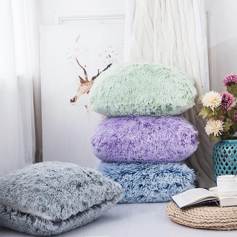 Soft Fur Plush Shaggy Fluffy Pillow Cover Decorative Cushion Covers For Home Living Room Sofa Decor Luxury Faux Fur Throw Pillow Cover Decorative Plush Pillow Case Cushion Cover Shell for Sofa Bedroom Car 43x43cm