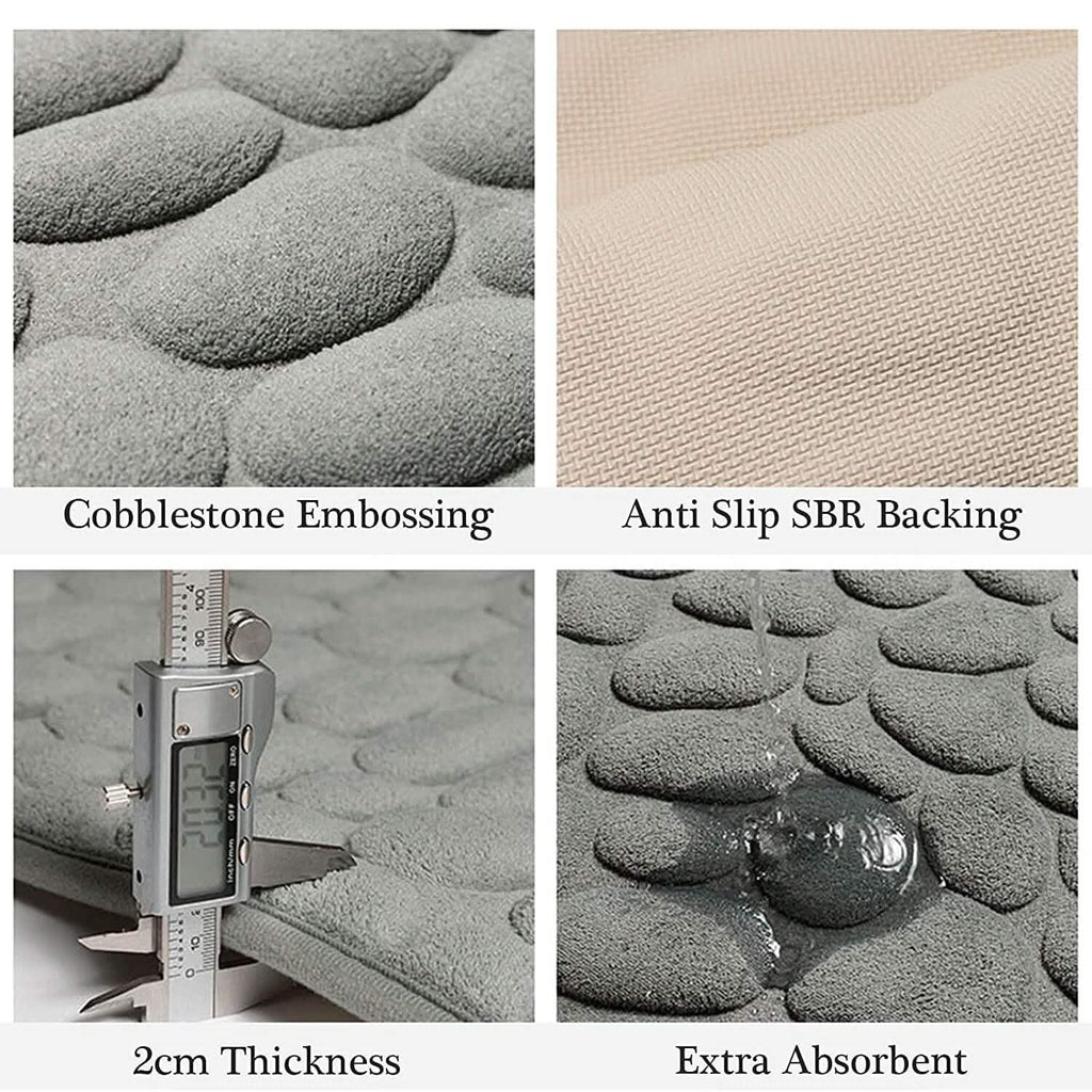 Soft Memory Foam Non Slip Cobblestone Embossing Bath Mat