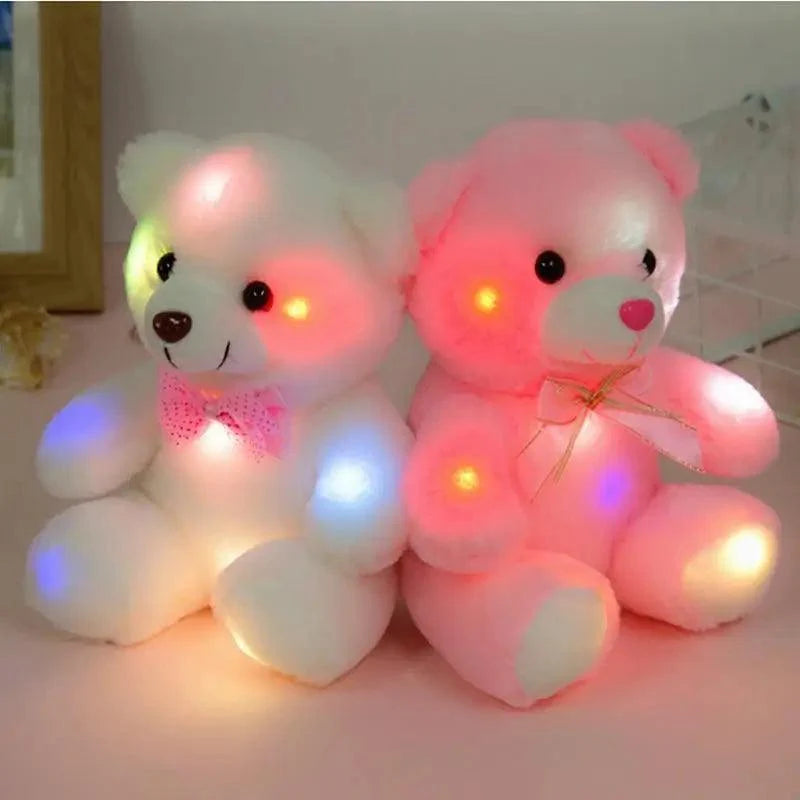 Soft Plush Doll, Light Up LED Teddy Bear Stuffed Animals, Mini Glow Bear Plush Toy Creative Colorful Glowing Teddy Bear Doll Gifts for Bedroom, Kids, Baby, Valentine - Pink