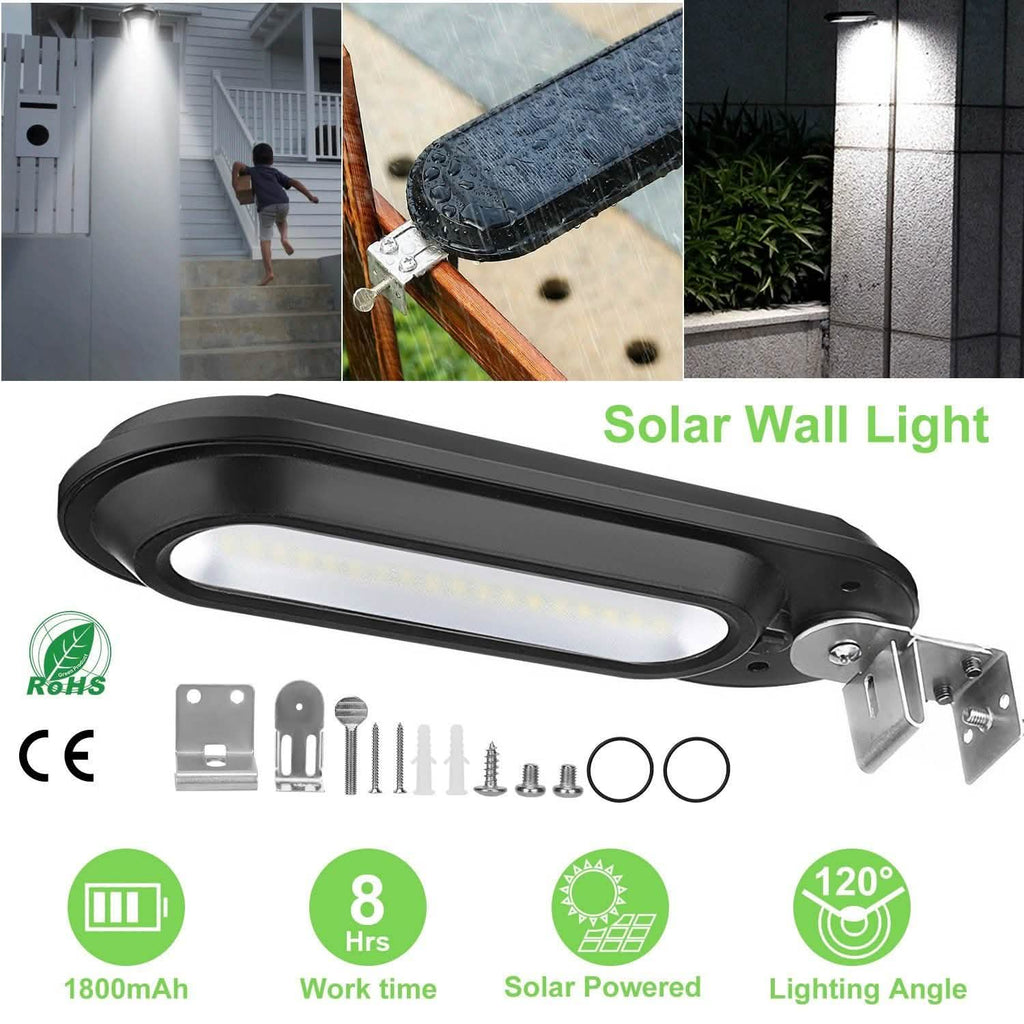 Solar Wall Light Outdoor 18 LED's Dusk to Dawn Fence Lamp
