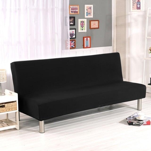 Solid Colors Armless Sofa Bed Cover Universal Size Elastic Couch Covers Washable Removable Slipcovers For Living Room Stretch Sofa Cover Furniture Protector Without Armrests Slipcover Soft With Elastic Bottom For Kids