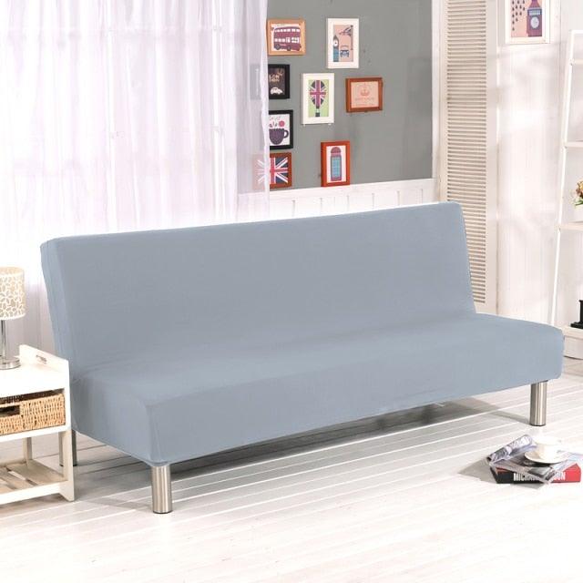 Solid Colors Armless Sofa Bed Cover Universal Size Elastic Couch Covers Washable Removable Slipcovers For Living Room Stretch Sofa Cover Furniture Protector Without Armrests Slipcover Soft With Elastic Bottom For Kids