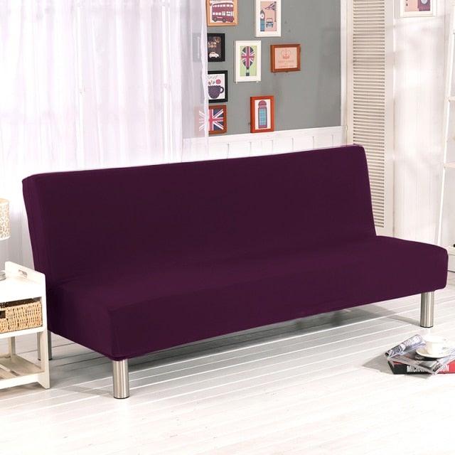 Solid Colors Armless Sofa Bed Cover Universal Size Elastic Couch Covers Washable Removable Slipcovers For Living Room Stretch Sofa Cover Furniture Protector Without Armrests Slipcover Soft With Elastic Bottom For Kids