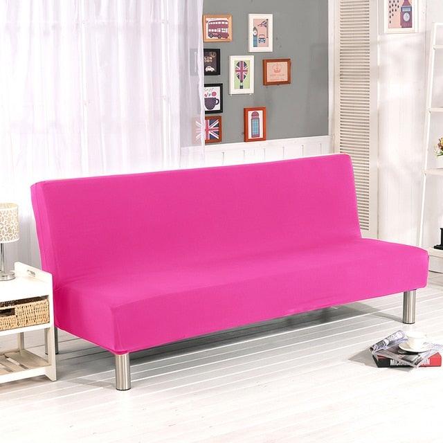 Solid Colors Armless Sofa Bed Cover Universal Size Elastic Couch Covers Washable Removable Slipcovers For Living Room Stretch Sofa Cover Furniture Protector Without Armrests Slipcover Soft With Elastic Bottom For Kids