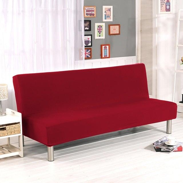 Solid Colors Armless Sofa Bed Cover Universal Size Elastic Couch Covers Washable Removable Slipcovers For Living Room Stretch Sofa Cover Furniture Protector Without Armrests Slipcover Soft With Elastic Bottom For Kids