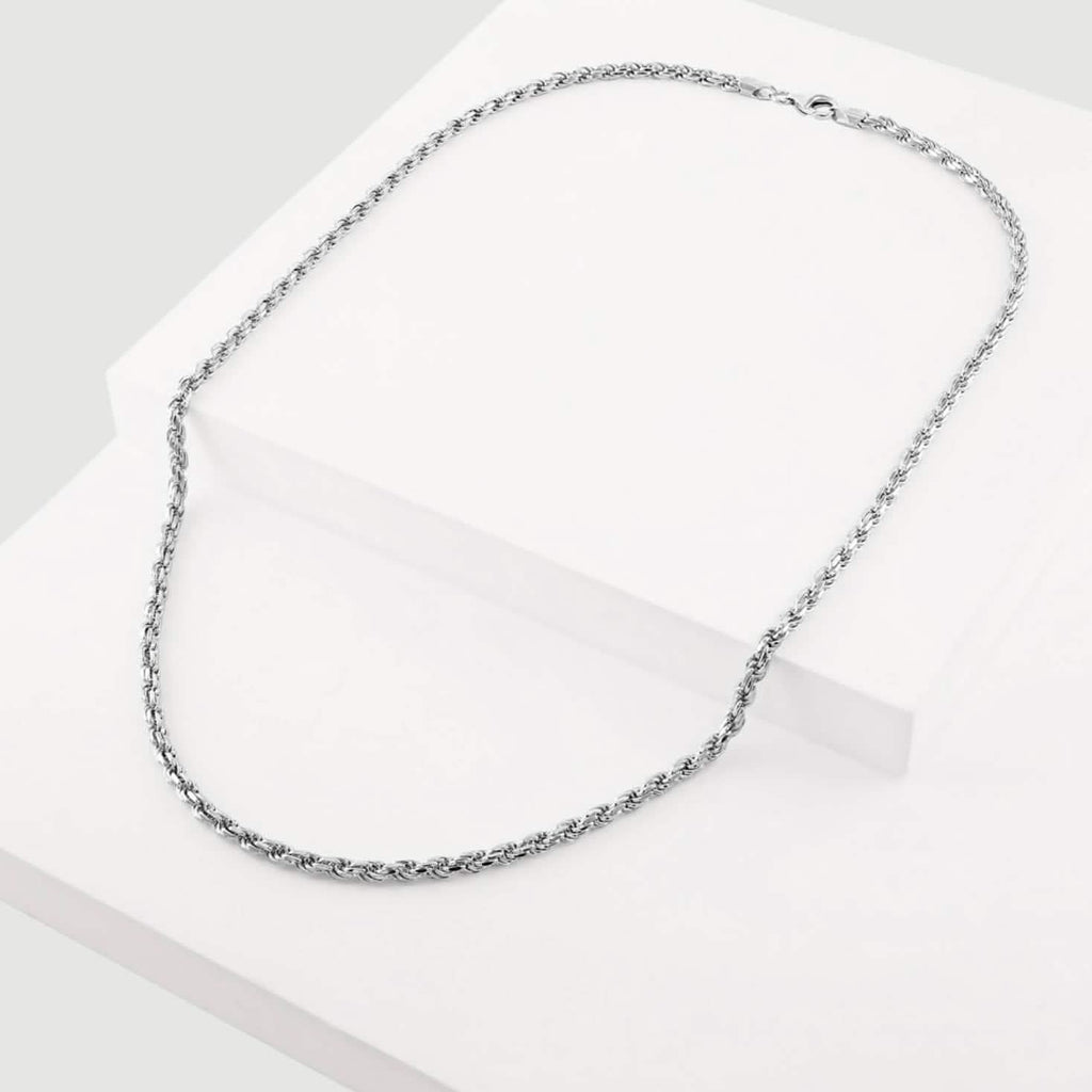 Solid Sterling Silver 3.5MM Rope Link Chain
