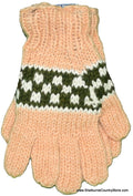 Fleece Lined Wool Glove - Peach & Forest Green