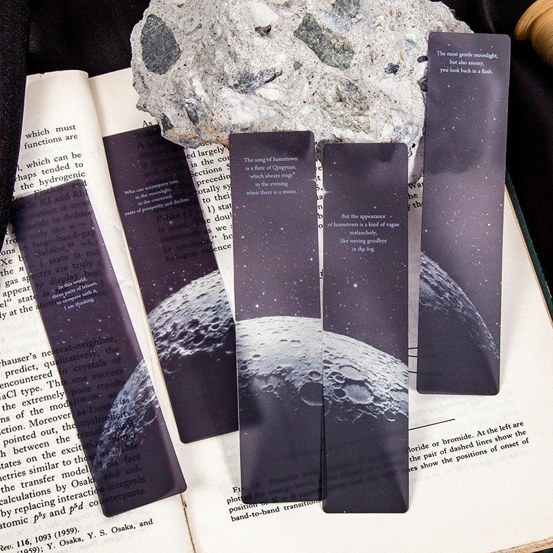Space Tour Series Bookmark PVC Reading Book Mark Dusk Moon Book Page Marker Stationery Supplies Bookmarks Creative Colored Bookmarks For Teacher Student Kids Classroom School Office Stationery Supply Beautiful Space Bookmarks