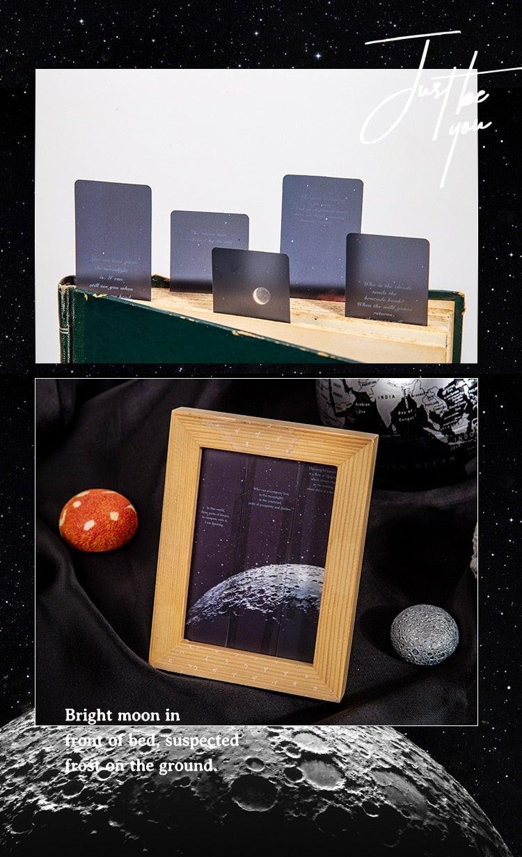 Space Tour Series Bookmark PVC Reading Book Mark Dusk Moon Book Page Marker Stationery Supplies Bookmarks Creative Colored Bookmarks For Teacher Student Kids Classroom School Office Stationery Supply Beautiful Space Bookmarks