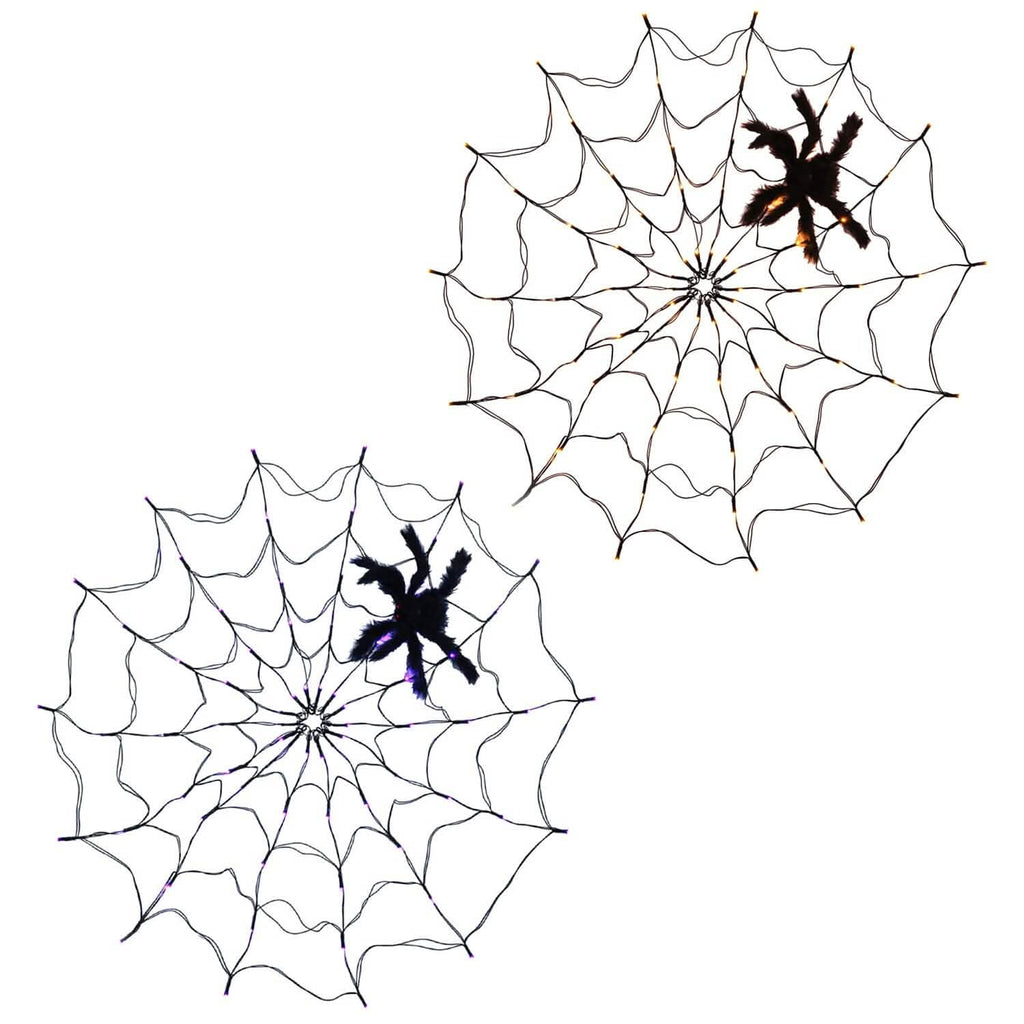 Spider Web Light with Hairy Spider 70LED Battery Powered Remote Control 8 Lighting Modes