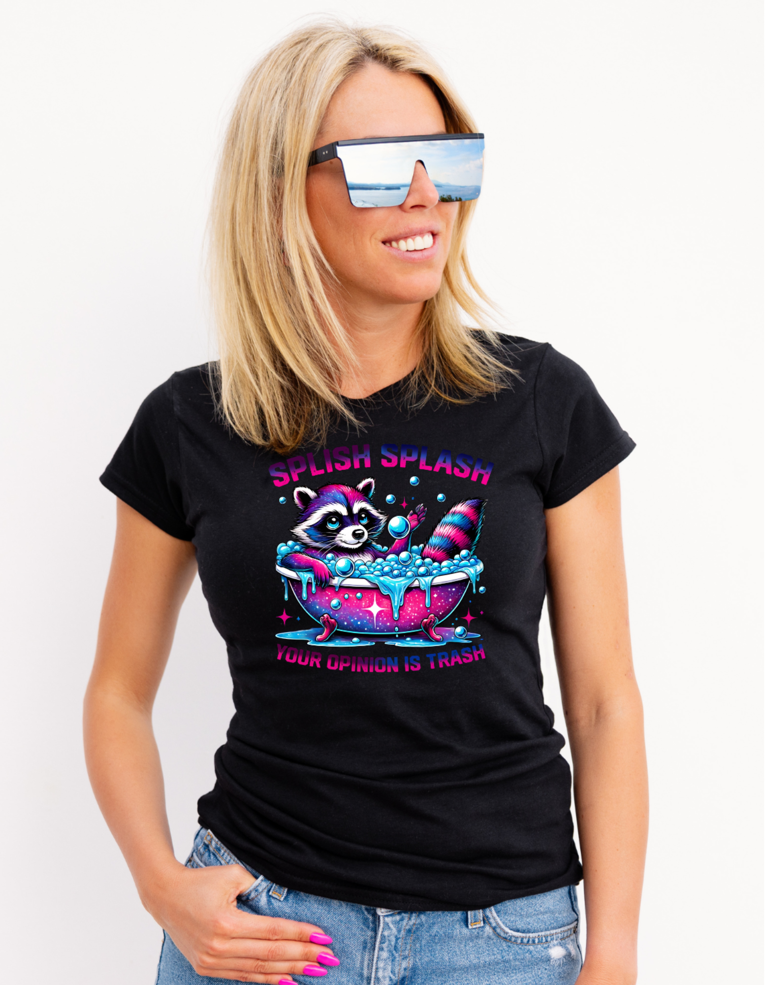 Women's Raccoon Splish Splash Your Opinion Is Trash Tee - EveryNest