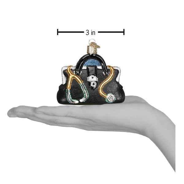Black Doctor's Bag Glass Ornament
