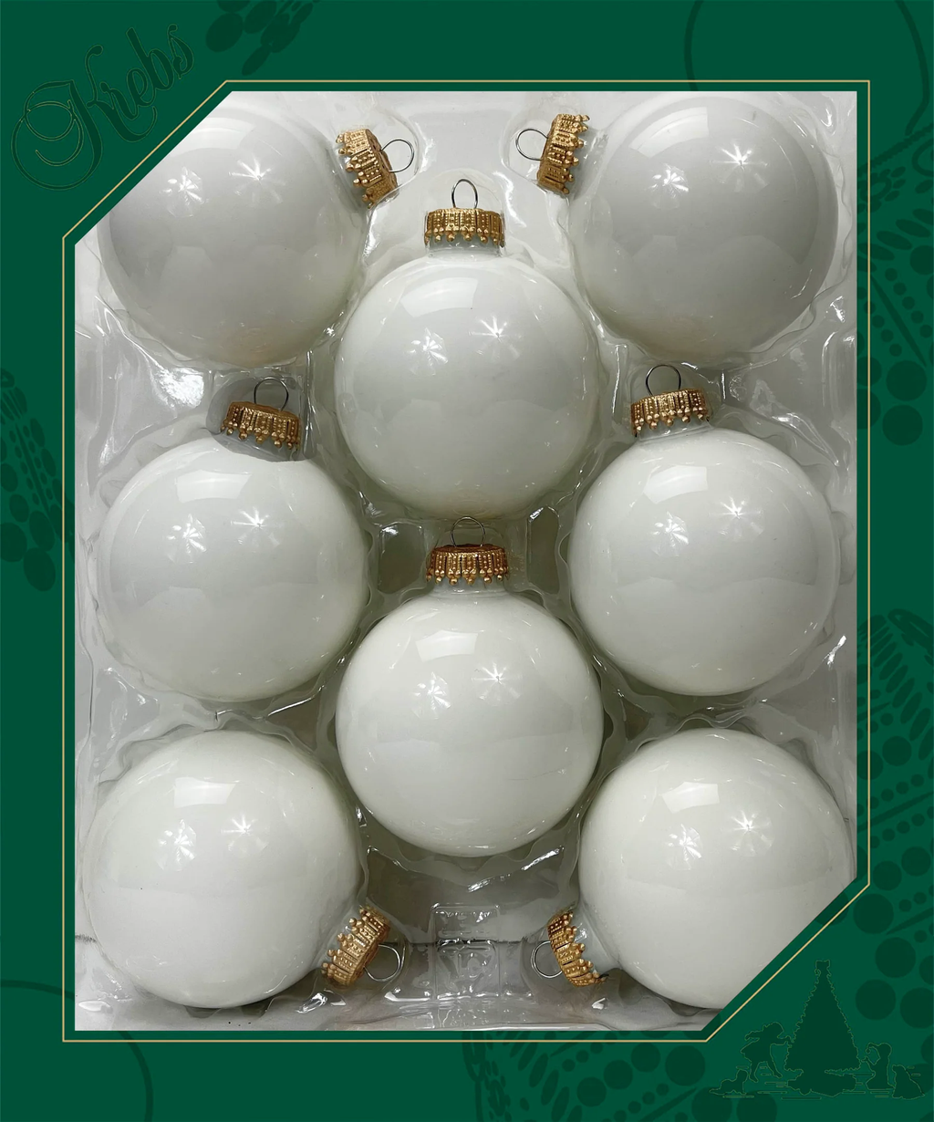 Porcelain White 25/8" (67mm) Glass Ball - 8 Piece Set