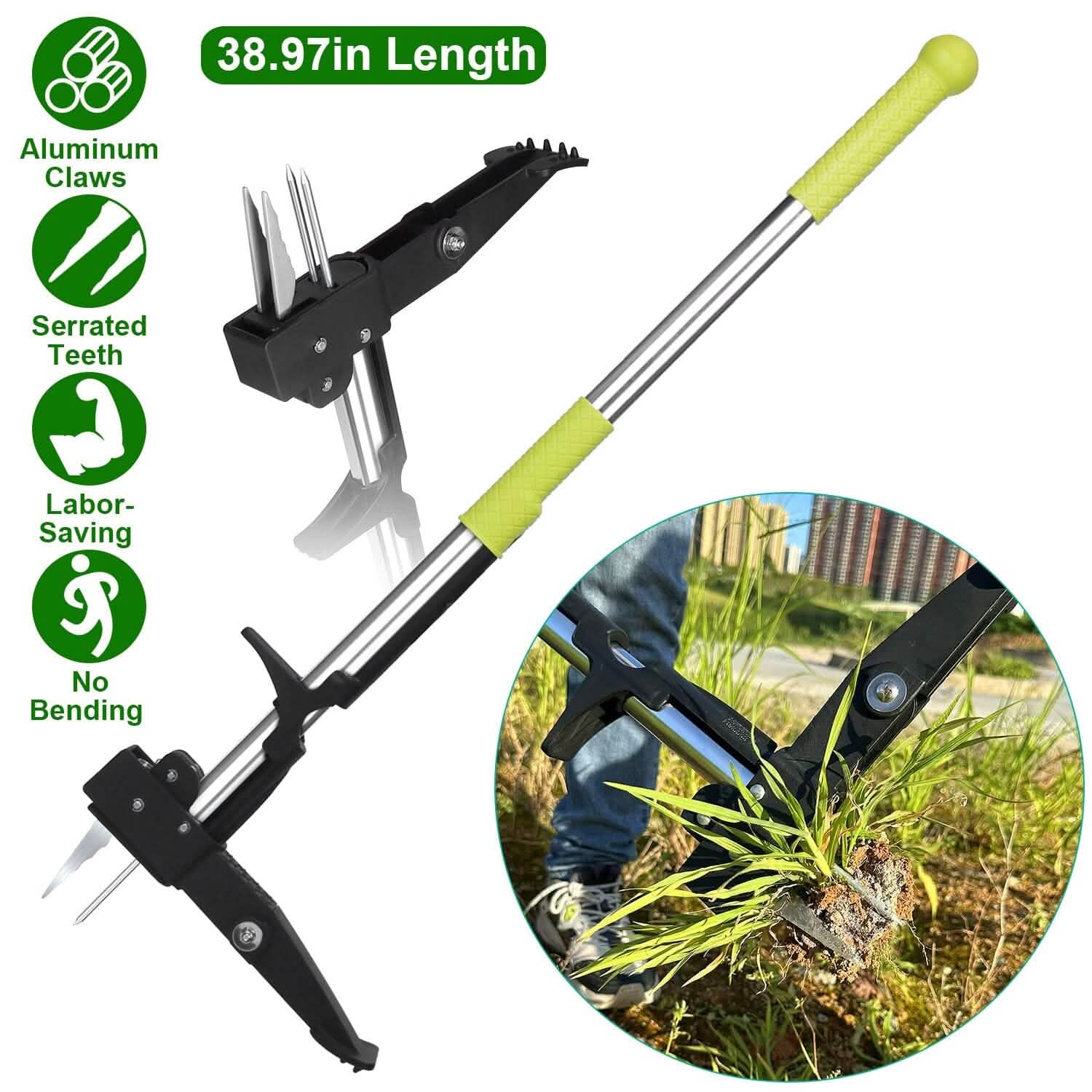 Standup Aluminum Weed Puller with 4 Claws