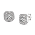 Sterling Silver CZ Square Stud Earrings