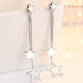 Sterling Silver Long Star Drop Earrings