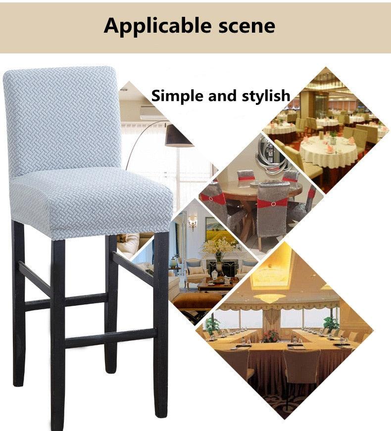 Stretch High-Hoot Bar Stool Chair Cover Polar Fleece Solid Color Bar Cafe Front Desk Restaurant Wedding Chair Protective Cover Stretch Chair Cover For Dining Room Elastic Material Slipcover For Office Chair