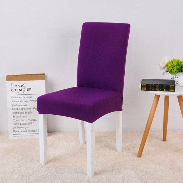 Stretch Spandex Chair Cover For Dining Room Wedding Party Elastic Multifunctional Dining Furniture Covers Home Decor Solid Color  Washable Chair Protector Cover For Kitchen Dining Room Chairs And Living Room