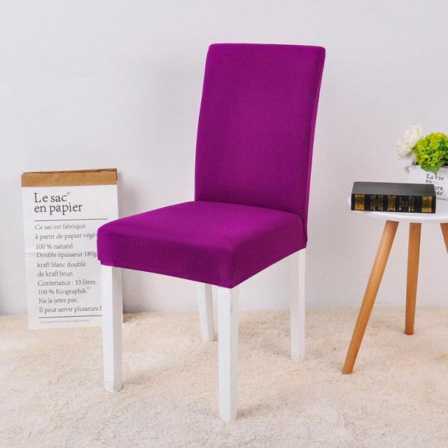 Stretch Spandex Chair Cover For Dining Room Wedding Party Elastic Multifunctional Dining Furniture Covers Home Decor Solid Color  Washable Chair Protector Cover For Kitchen Dining Room Chairs And Living Room