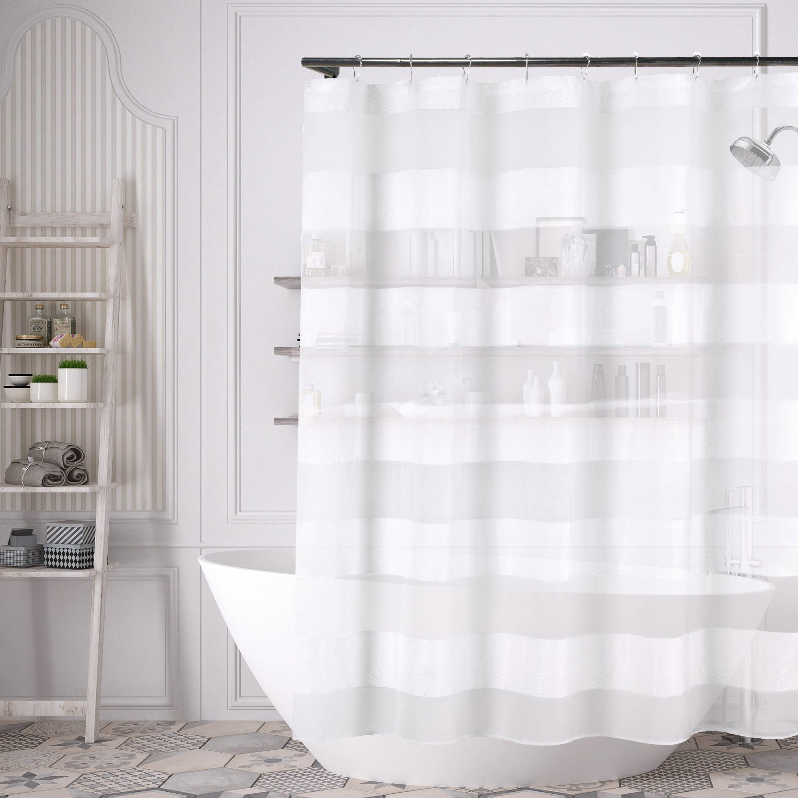 Striped Shower Curtain 70" x 72" with 12-Piece Hook Set