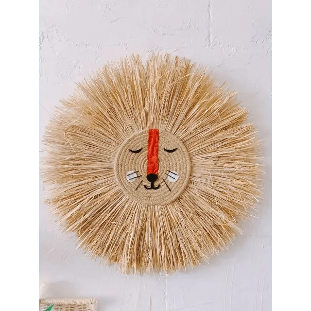 Stylish Interior Hand Woven Cartoon Lion Hanging Decorations Cotton Thread Weaving Animal Head Ornament Children room Wall Hanging
