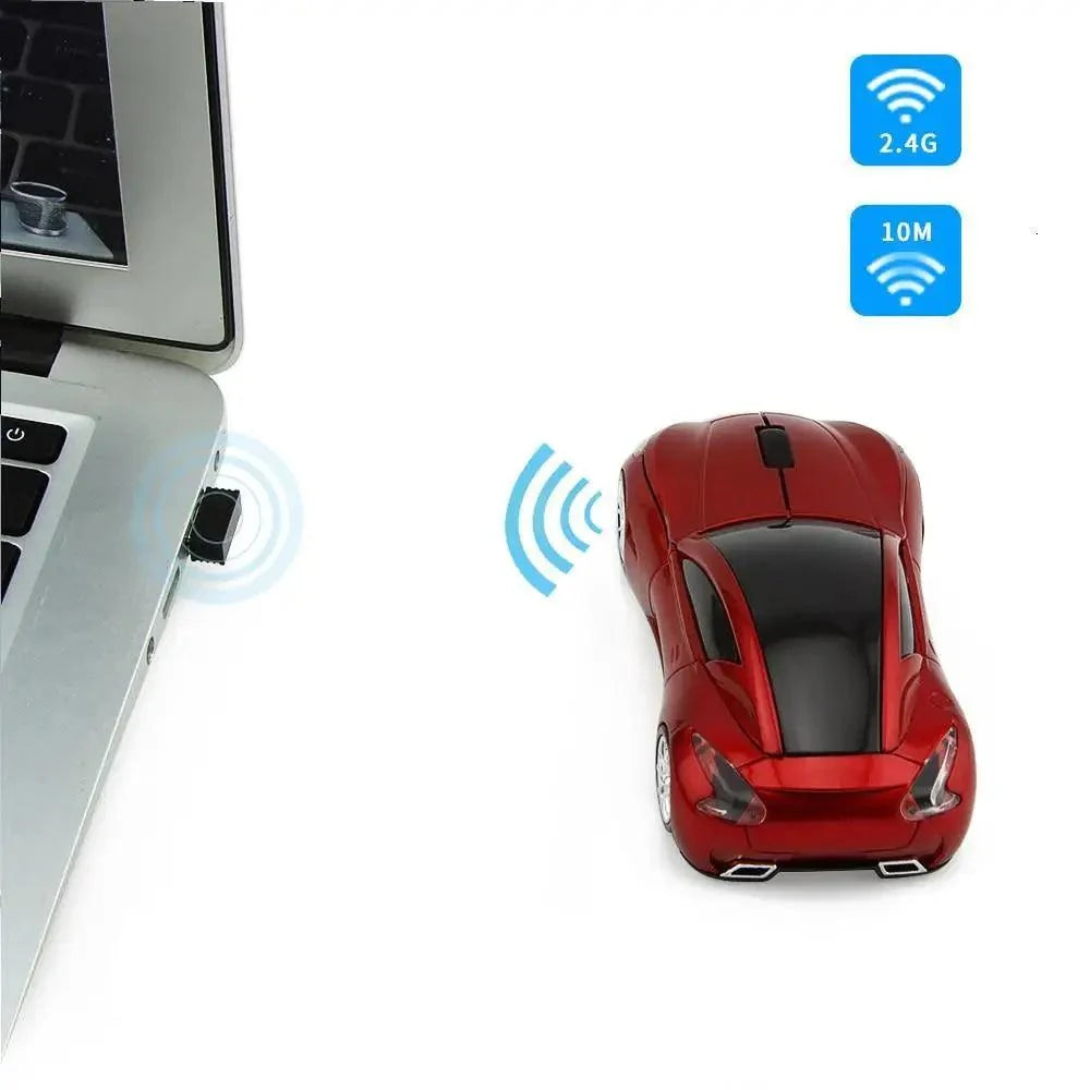 Stylish Wireless Computer Car Shape Mouse Mini 3D Ergonomic PC Gamer Mouse Retro Optical Mice 1600 DPI USB Receiver Suitable for PC/Computer/Laptop