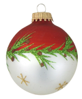 Krebs Glass Ball Ornament - Bi-Color Pine Garland - 4 Pack