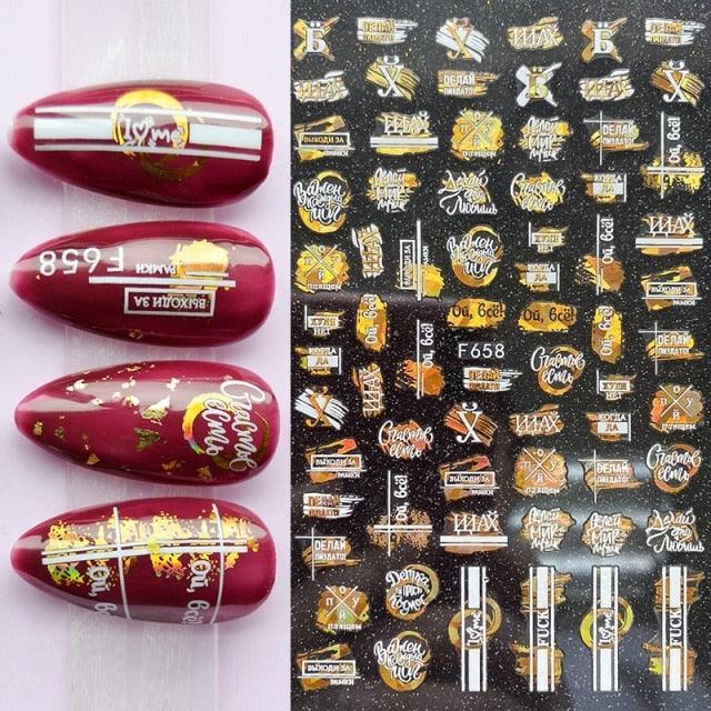 Summer Glitter Nail Decals Stickers Gold Black White Leaf Manicuring Foils Geometric Slider Nail Art Adhesive Decor Adhesive 3D Wave Design Decoration for Women Girls Art Stickers Decal Decoration Metallic Curve Strip Line Nail Decor