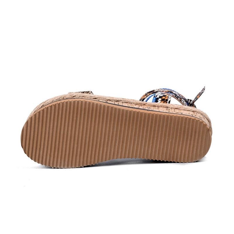 Summer Sandals Women Platform Shoes Candy Color Casual Girls Slip On Strap Cross Platform Espadrille Open Toe High Heel Sandals With Ankle Strap Buckle Up Shoes