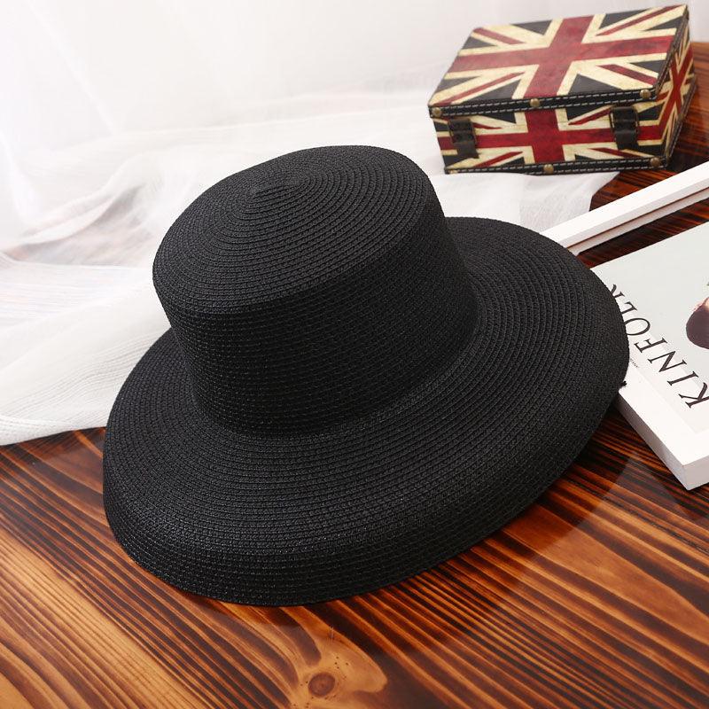 Summer Vintage Style Hat Women Girls Solid Color Beach Summer Big Sun Hat Breathable Elegant Color Anti-UV Holiday Beach Hat Holiday  Big Sun Cap For Traveling Charming Design