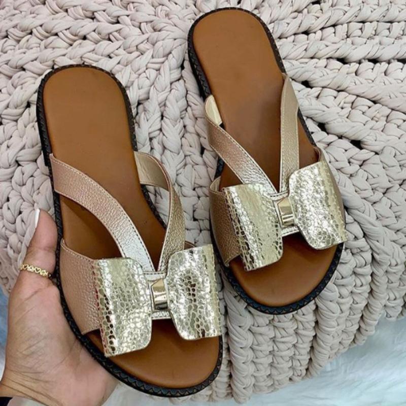 Summer Women Slippers Cute Butterfly-Knot Casual Sandals Lady Slides Flats Slip-On Women Shoes Butterfly Slippers Soft Bottom Comfy Sandals Bathroom Garden Casual Slippers Open-Toe Breathable Travel Shoes