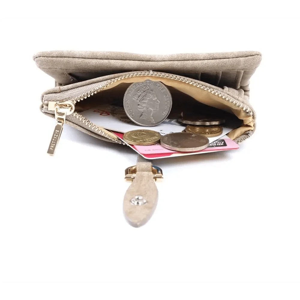 Super Cute Short Purses Vintage Style PU Leather Lady Short Clutch Small Matte Wallet For Women And Girls
