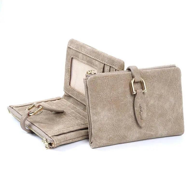 Super Cute Short Purses Vintage Style PU Leather Lady Short Clutch Small Matte Wallet For Women And Girls