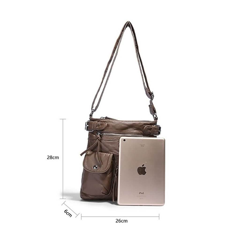 Super Soft Genuine Leather Top Belt Accent Crossbody Bag