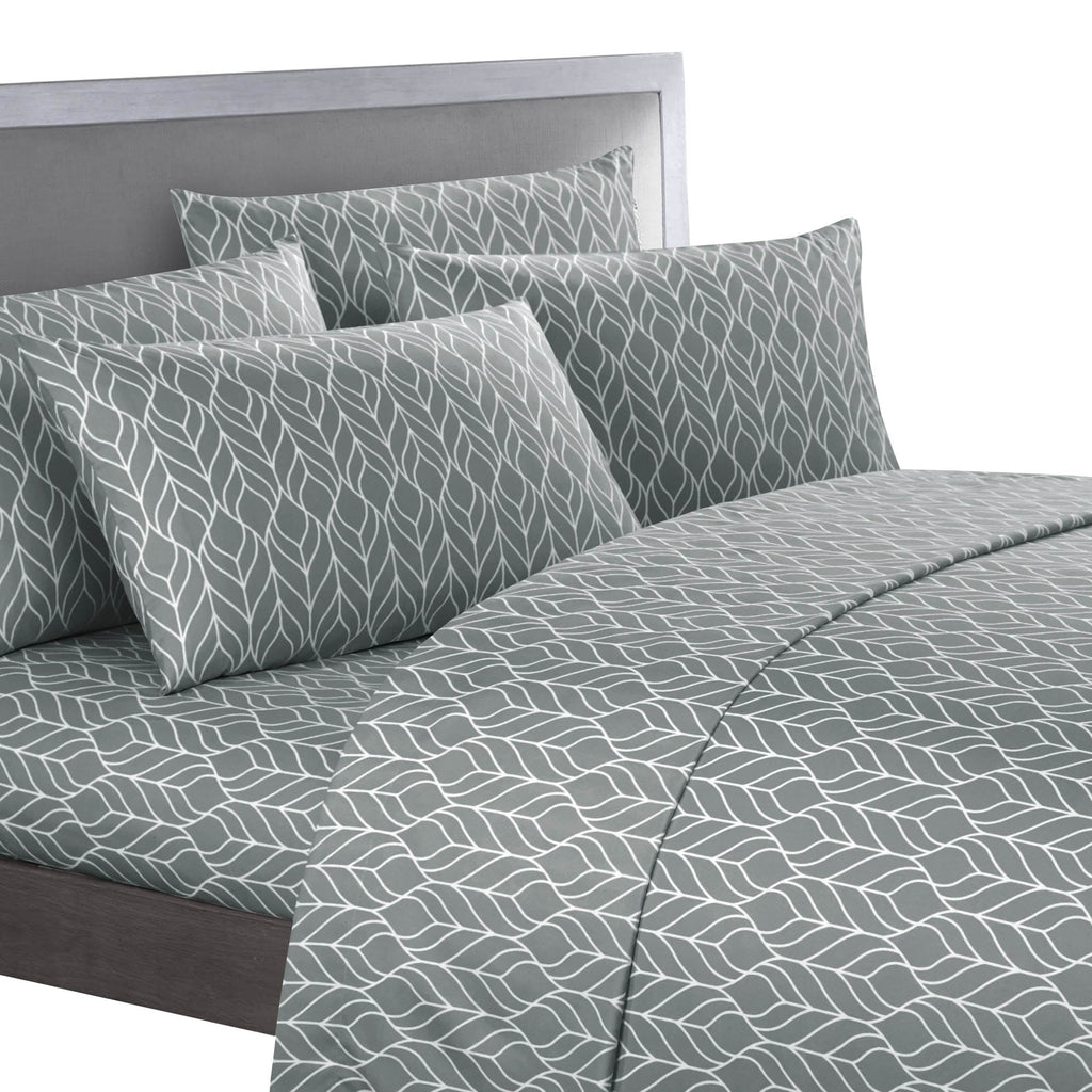 Super Soft Two-Tone Geometric Leaf Pattern Sheet Set