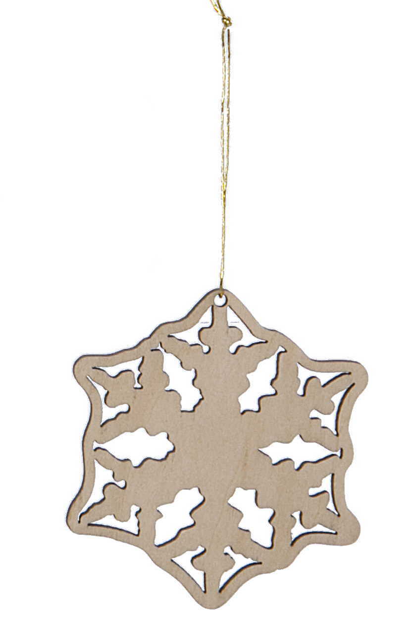 Laser Cut Wood Snowflake Ornament - Style 3