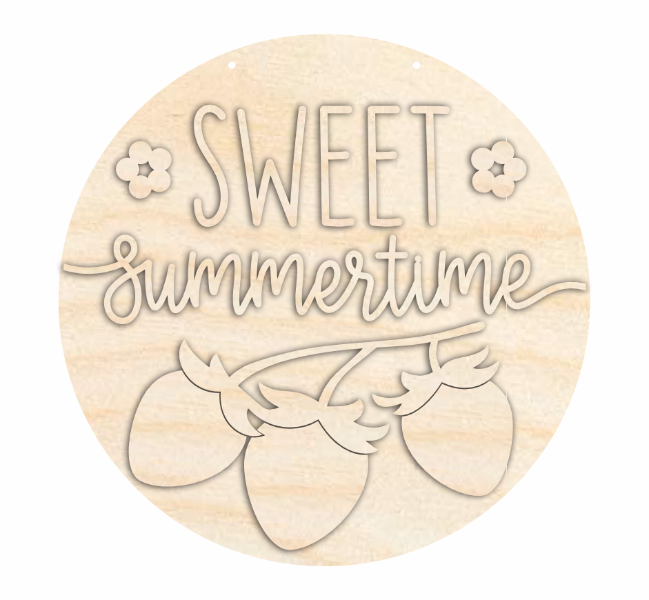 Unfinished Wood Sweet Summertime Door Sign Kit | Wood Craft Cutouts | 1/4" Thick |