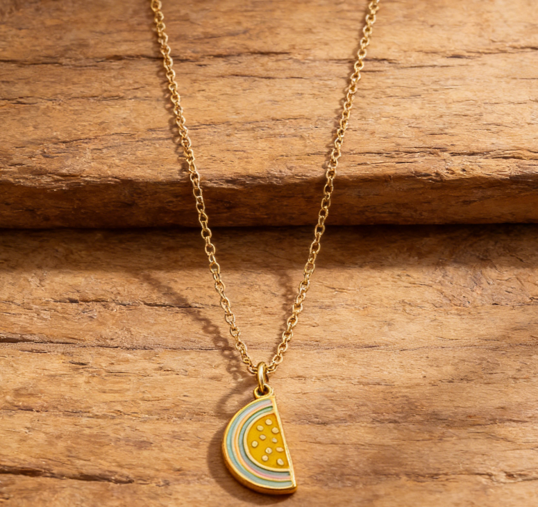 Stainless Steel Enamel Fruit Pendant Necklace