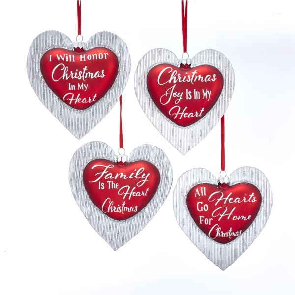 Glass Glitter Heart With Sayings Ornament - Honor