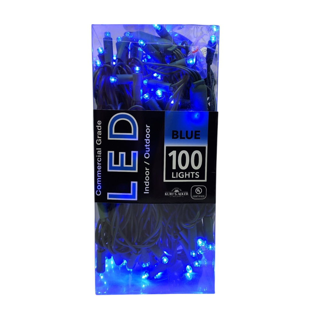 100-Light 5mm Blue LED Green Wire Light Set