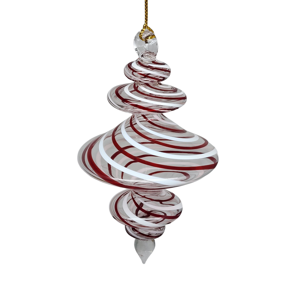 Peppermint Swirl Egyptian Glass Spiral Ornament