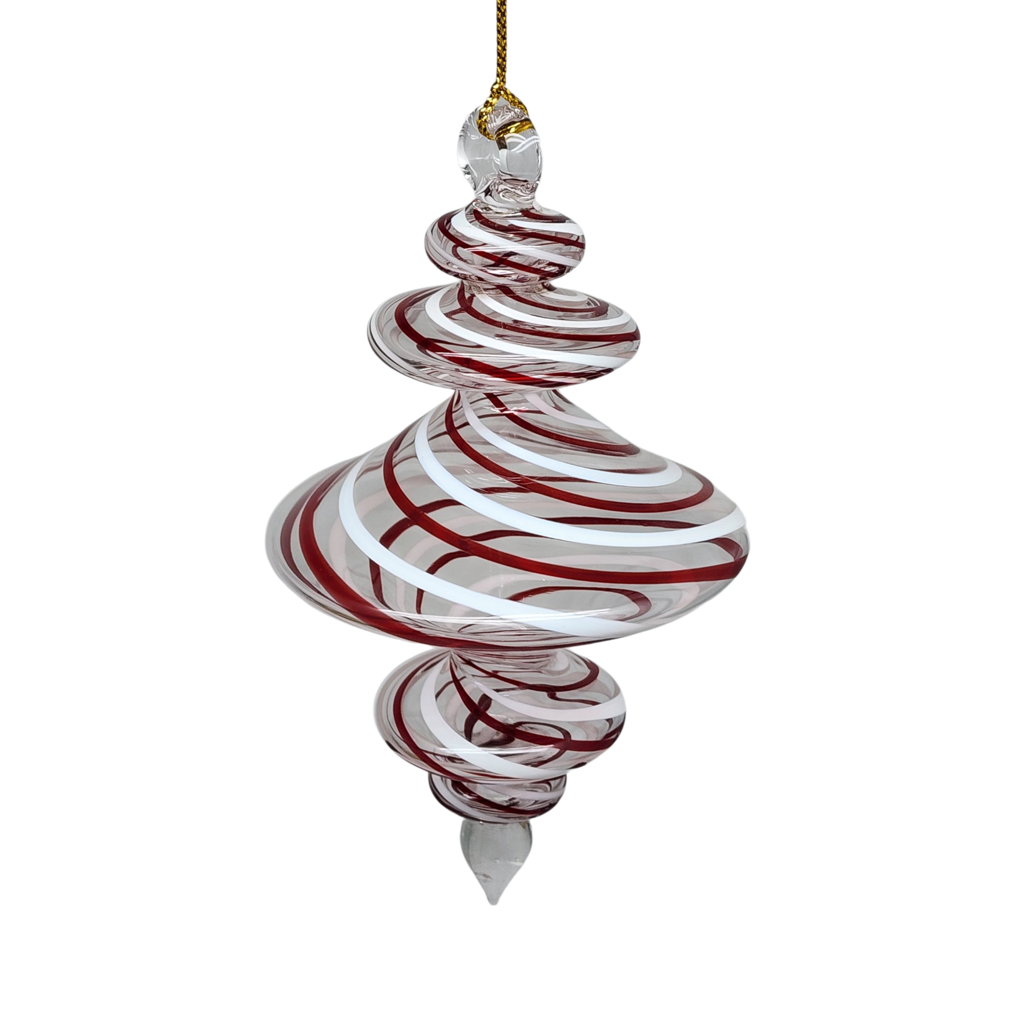 Peppermint Swirl Egyptian Glass Spiral Ornament