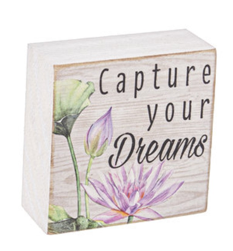 Watercolor Lilies Sign  Block -  Live Life
