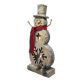 Lighted Log-Style Snowman Figurine - Star