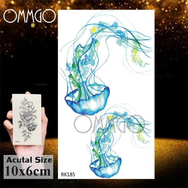 Temporary Tattoos Seahorse Dolphin Sticker Watercolor Custom Body Tattoo For Children Women