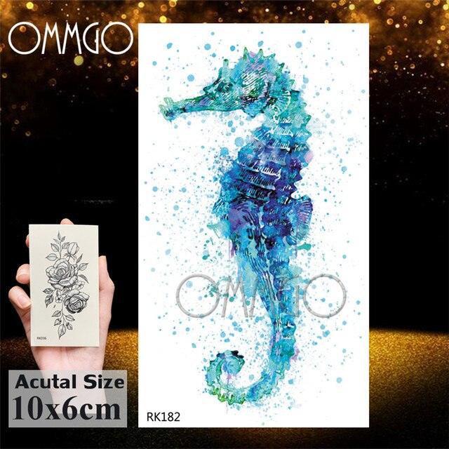 Temporary Tattoos Seahorse Dolphin Sticker Watercolor Custom Body Tattoo For Children Women