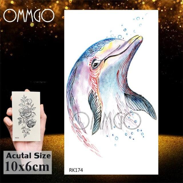Temporary Tattoos Seahorse Dolphin Sticker Watercolor Custom Body Tattoo For Children Women