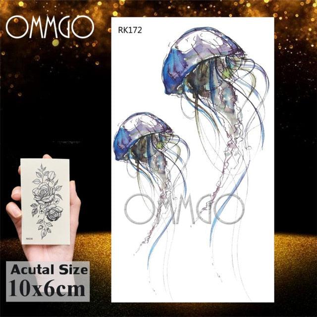 Temporary Tattoos Seahorse Dolphin Sticker Watercolor Custom Body Tattoo For Children Women