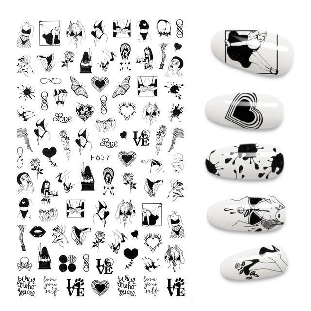 The New 3D Nail Sticker Cool English Letter stickers for nail  Foil Love Heart Design Nails Accessories Fashion Manicure Sticker Stickers Girls Manicure Decoration Nail Art Supplies 3D Self-Adhesive Nail Decals Designer Nail Stickers for Acrylic Nails